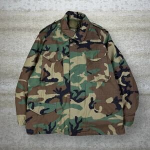 Vintage US Military Woodland Camo Jacket Cold Weather Insulated XL 90s